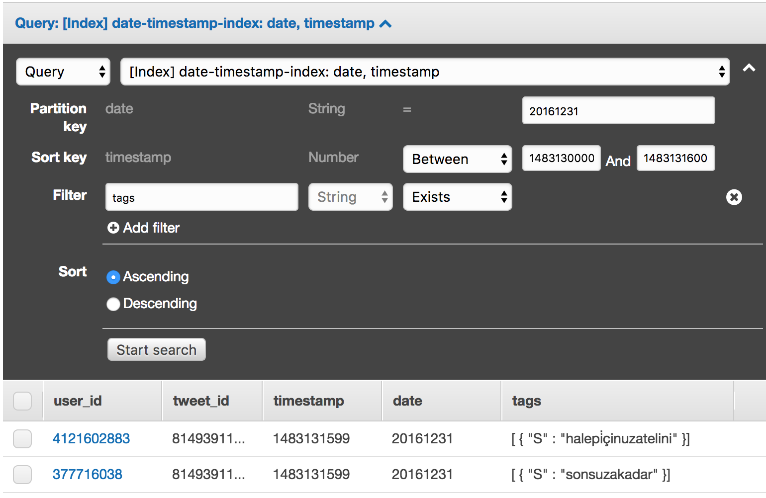 DynamoDB Query